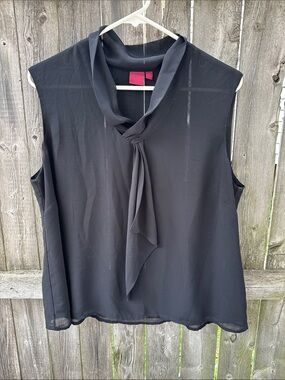 212 Collection Black Sleeveless Tie-Front Chiffon Camisole